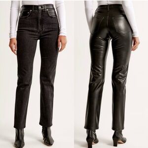 Abercrombie | Ultra High Rise Ankle Leather Back Straight Jean